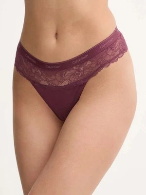 Calvin Klein Underwear stringi kolor różowy z koronki 000QF7980E