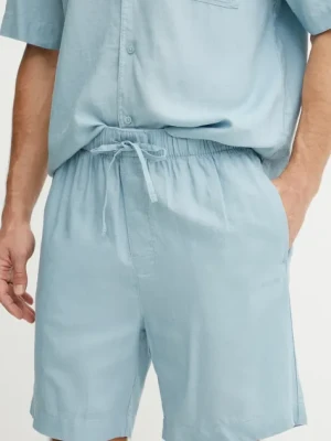 Calvin Klein Underwear szorty piżamowe lniane męska kolor niebieski gładka LV00NM2888