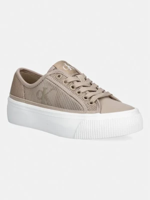 Calvin Klein VULC FLATF LACEUP STRIPED NYL sneakersy damskie beżowy