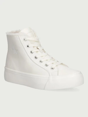 Calvin Klein VULC FLATF MID LACEUP LTH FUR trampki damskie beżowy