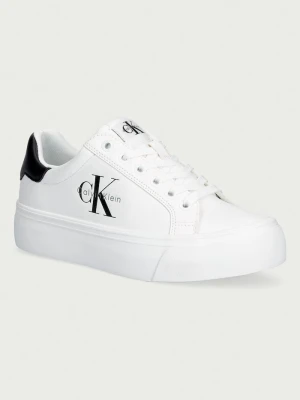 Calvin Klein VULC FLATFORM LACEUP LOW LTH sneakersy damskie skórzane biały