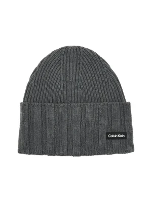 Calvin Klein Wełniana czapka ELEVATED RIB BEANIE