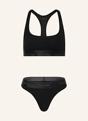 Calvin Klein Zestaw Modern Cotton: Gorset I Stringi schwarz