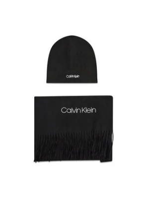 Calvin Klein Zestaw Szalik i Czapka Basic Wool Beanie+Scarf K50K507552 Czarny