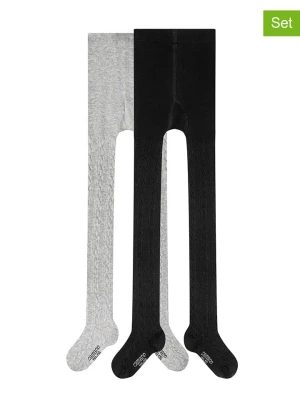 camano Rajstopy (2 pary) "Online Children" w kolorze szaro-czarnym rozmiar: 122/128