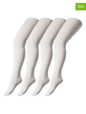 camano Rajstopy (4 pary) w kolorze białym - 40 DEN rozmiar: 146-164