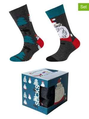 camano Skarpety (2 pary) w kolorze szaro-czerwono-turkusowym rozmiar: 35-38