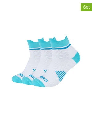 camano Skarpety sportowe (3 pary) w kolorze biało-turkusowym rozmiar: 35-38