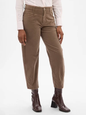 Cambio Aksamitne spodnie - Elin Kobiety Bawełna brązowy|szary jednolity,