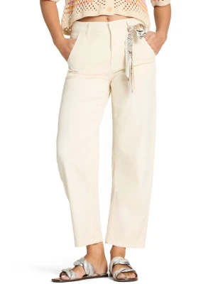 Cambio Damskie spodnie materiałowe Kobiety Bawełna beżowy,