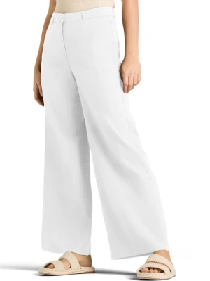 Cambio Lniane spodnie - Adrienne Kobiety Bawełna biały,