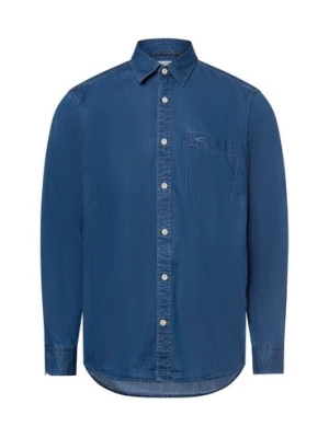 Camel Active Męska koszula casual Mężczyźni Regular Fit Bawełna niebieski wzorzysty,