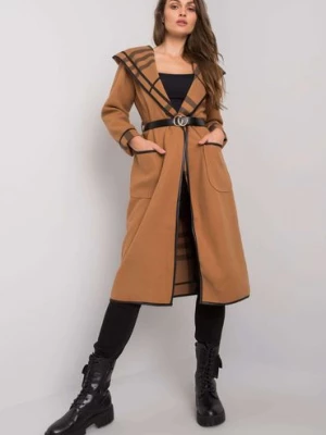 Camelowy płaszcz z kapturem Latesha Italy Moda