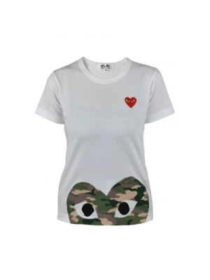 Camouflage Heart Print White Cotton T-Shirt Comme des Garçons