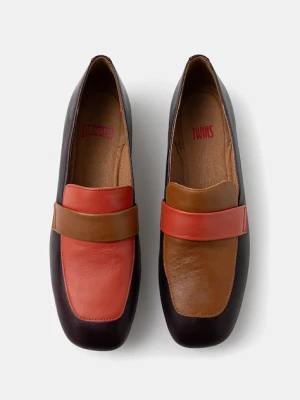 Camper mokasyny skórzane TWS damskie kolor bordowy na płaskim obcasie K200991-010