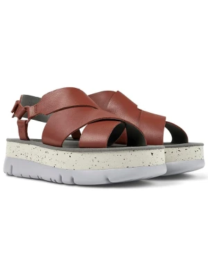 Camper Skórzane sandały w kolorze czerwonym na obcasie rozmiar: 42