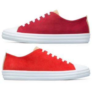 CAMPER Twins - Trampki dla Kobiety - Beżowy,Czerwony, rozmiar 35, Zamsz