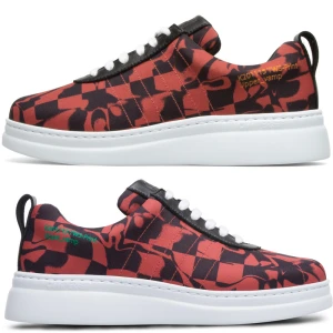 CAMPER Twins - Trampki dla Kobiety - Czerwony,Czarny, rozmiar 35, Tkanina/Skóra licowa