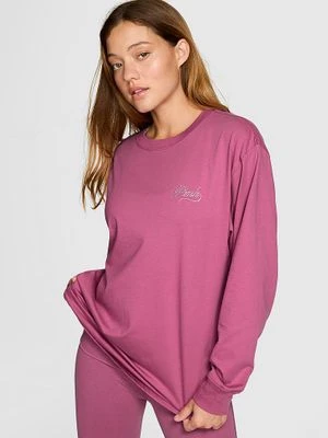 PINK T-shirt bawełniany z długim rękawem Campus Victoria's Secret