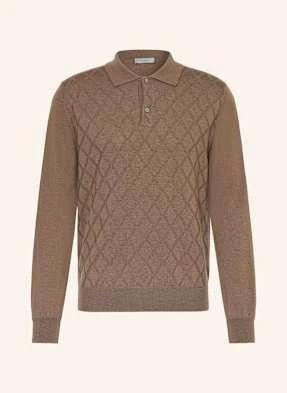 Canali Koszulka Polo Z Dzianiny Z Wełny Merino beige