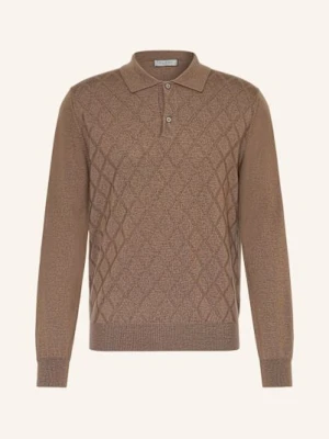 Canali Koszulka Polo Z Dzianiny Z Wełny Merino beige