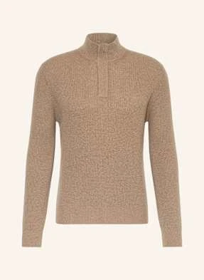 Canali Sweter Typu Troyer Z Wełny Merino beige