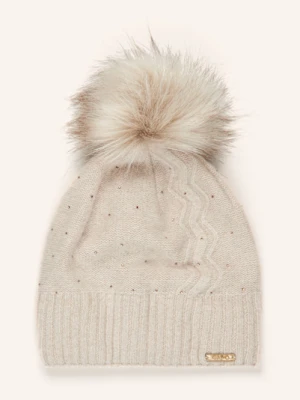 Capo Czapka Z Dodatkiem Kaszmiru I Ozdobnymi Kamykami beige