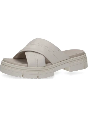 Caprice Skórzane klapki w kolorze kremowym rozmiar: 42