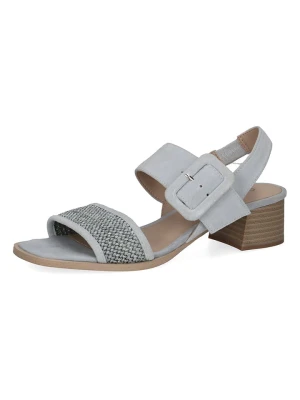 Caprice Skórzane sandały w kolorze błękitnym na obcasie rozmiar: 40