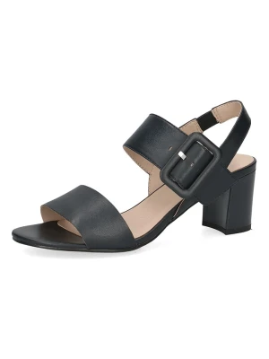 Caprice Skórzane sandały w kolorze granatowym na obcasie rozmiar: 40,5