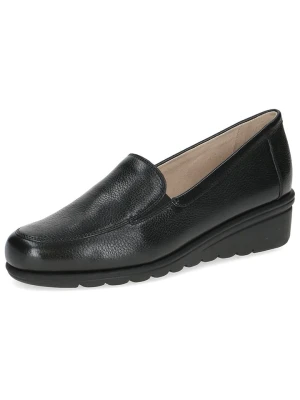 Caprice Skórzane slippersy w kolorze czarnym na koturnie rozmiar: 39