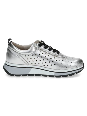 Caprice Skórzane sneakersy "Vanessa" w kolorze srebrnym rozmiar: 38