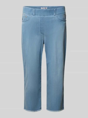 Caprijeans o kroju slim fit z mieszanki bawełny z elastycznym pasem Raphaela By Brax Niebieski