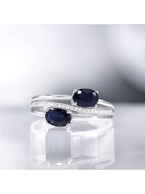 CARATELLI Złoty pierścionek "Duo de Saphirs" z diamentami i szafirami rozmiar: 56