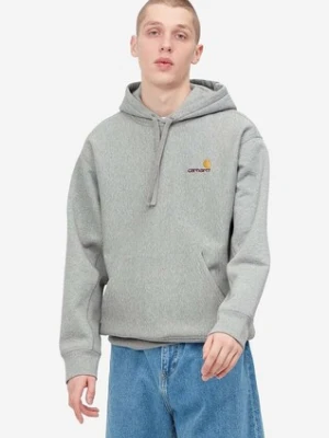 Carhartt WIP bluza American Script męska kolor szary z kapturem melanżowa I028279-BUFFALO