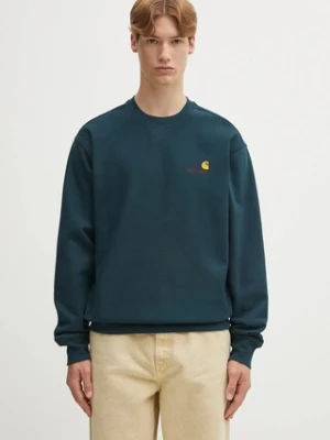 Carhartt WIP bluza American Script męska kolor turkusowy z aplikacją I025475.0AUXX