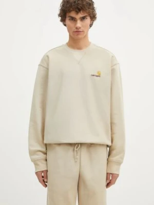 Carhartt WIP bluza American Script Sweat męska kolor beżowy gładka I025475.2LPXX