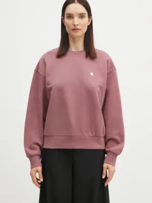 Carhartt WIP bluza bawełniana Casey Sweatshirt damska kolor różowy gładka I032643