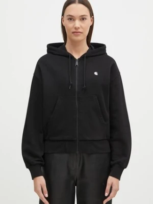 Carhartt WIP bluza bawełniana damska kolor czarny z kapturem gładka