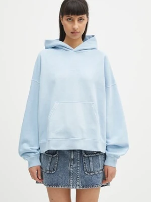 Carhartt WIP bluza bawełniana Hooded Benton Sweat damska kolor niebieski z kapturem gładka I034512