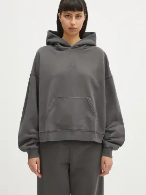 Carhartt WIP bluza bawełniana Hooded Benton Sweat damska kolor szary z kapturem gładka I034512