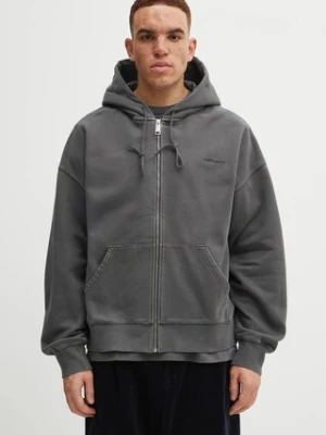 Carhartt WIP bluza bawełniana Hooded Benton Sweat Jacket męska kolor szary z kapturem gładka I035437.87GD