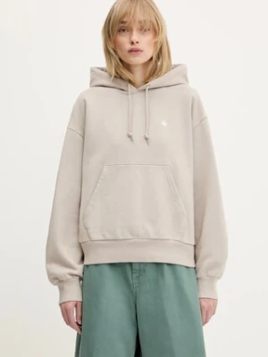 Carhartt WIP bluza bawełniana Hooded Casey Sweatshirt damska kolor beżowy z kapturem gładka I032644