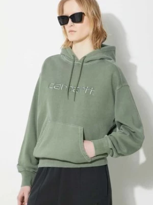 Carhartt WIP bluza bawełniana Hooded Duster Sweat damska kolor zielony z kapturem z aplikacją I033056.1YFGD