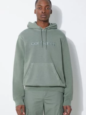 Carhartt WIP bluza bawełniana Hooded Duster Sweat męska kolor zielony z kapturem z aplikacją I030145.1YFGD