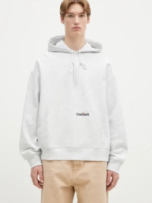Carhartt WIP bluza bawełniana Hooded Label Script Sweat męska kolor szary z kapturem melanżowa I034430.482XX