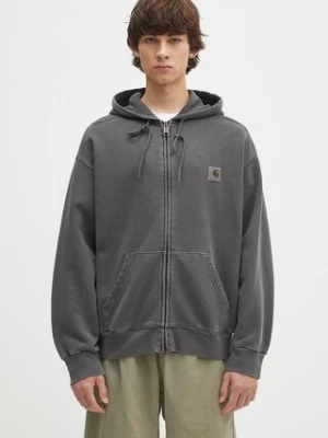 Carhartt WIP bluza bawełniana Hooded Nelson Jacket męska kolor szary z kapturem gładka I033064.87GD