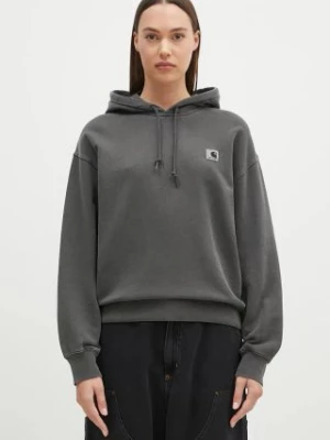 Carhartt WIP bluza bawełniana Hooded Nelson Sweat damska kolor szary z kapturem gładka I032741.87GD