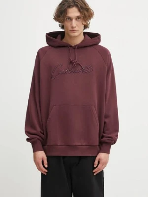 Carhartt WIP bluza bawełniana Hooded Ray Sweat męska kolor bordowy z kapturem z aplikacją I035640.33KXX