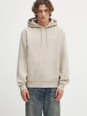 Carhartt WIP bluza bawełniana Hooded Script Embroidery Sweat męska kolor beżowy z kapturem gładka I035392.2W1XX